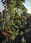 Gustave Courbet Waldbach with deer painting